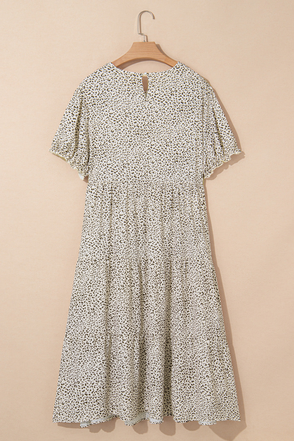 Beige Leopard Print Flared Dress