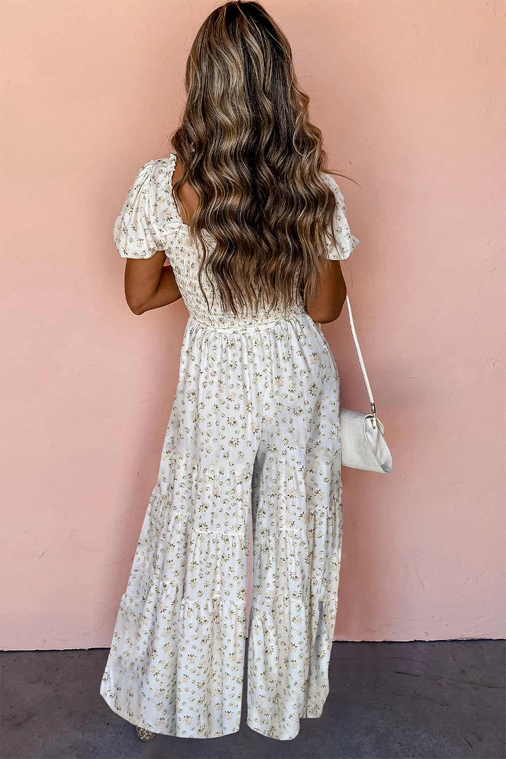 White Boho Puff Sleeve Jumpsuit