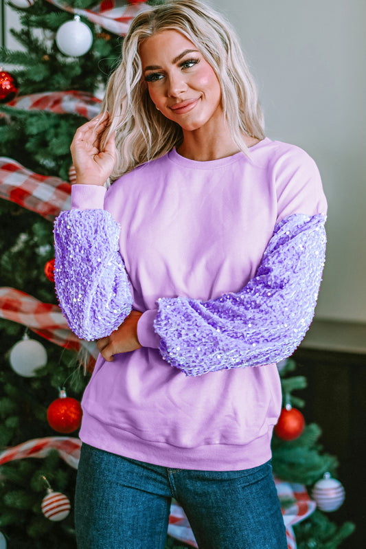 Orchid Petal Sequin Pullover Top