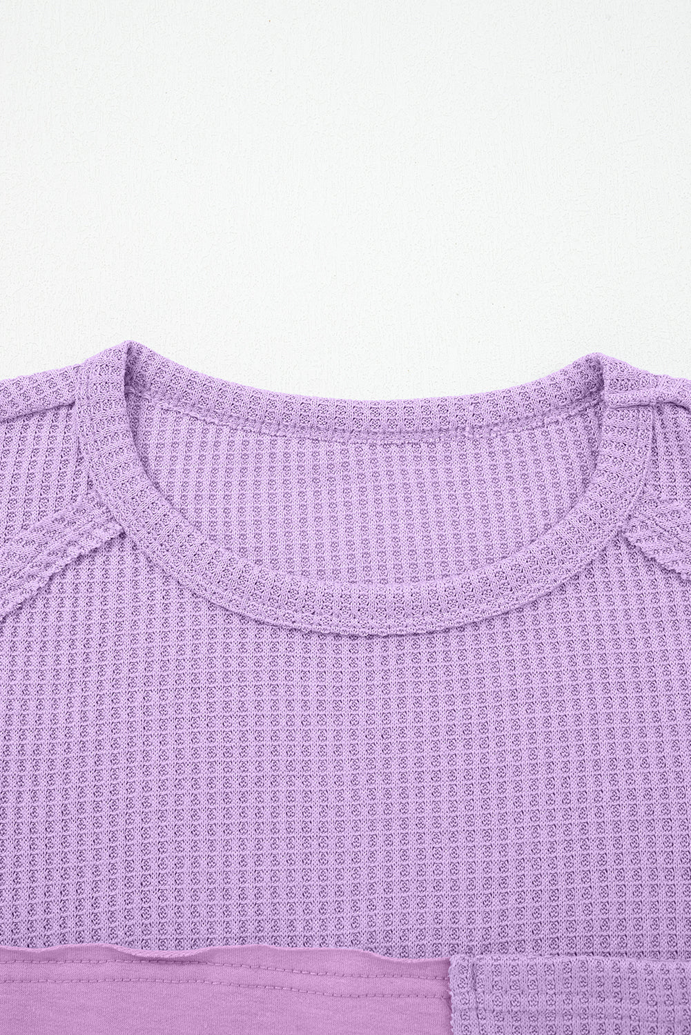 Thermal Knit Patchwork Long Sleeve Top