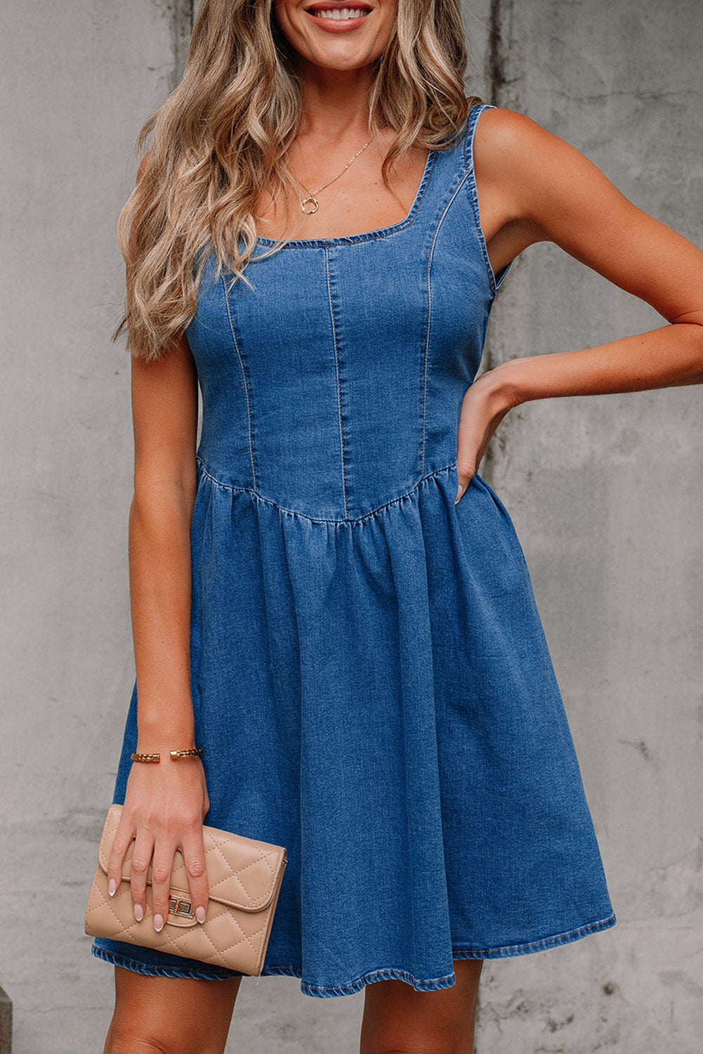 Sail Blue Sleeveless Denim Dress