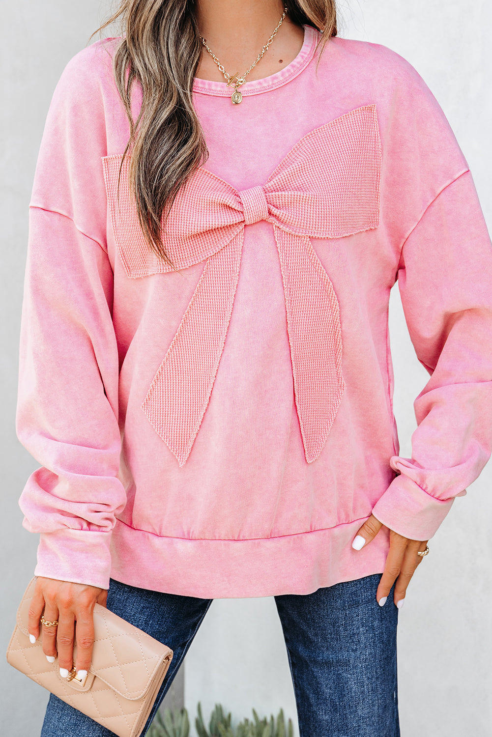 Bright Pink Mineral Wash Sweatshirt