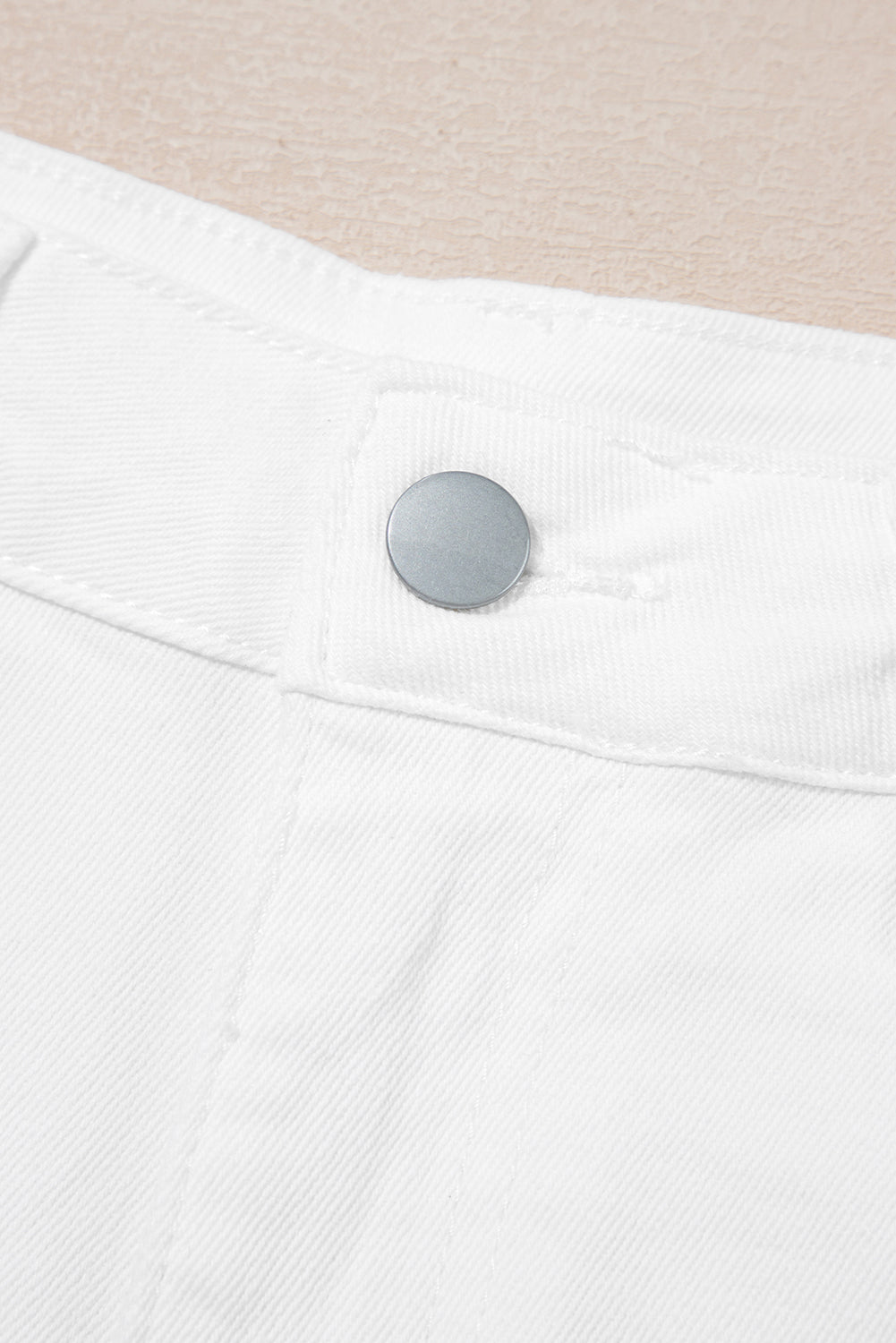White Scalloped High Waist Denim Shorts