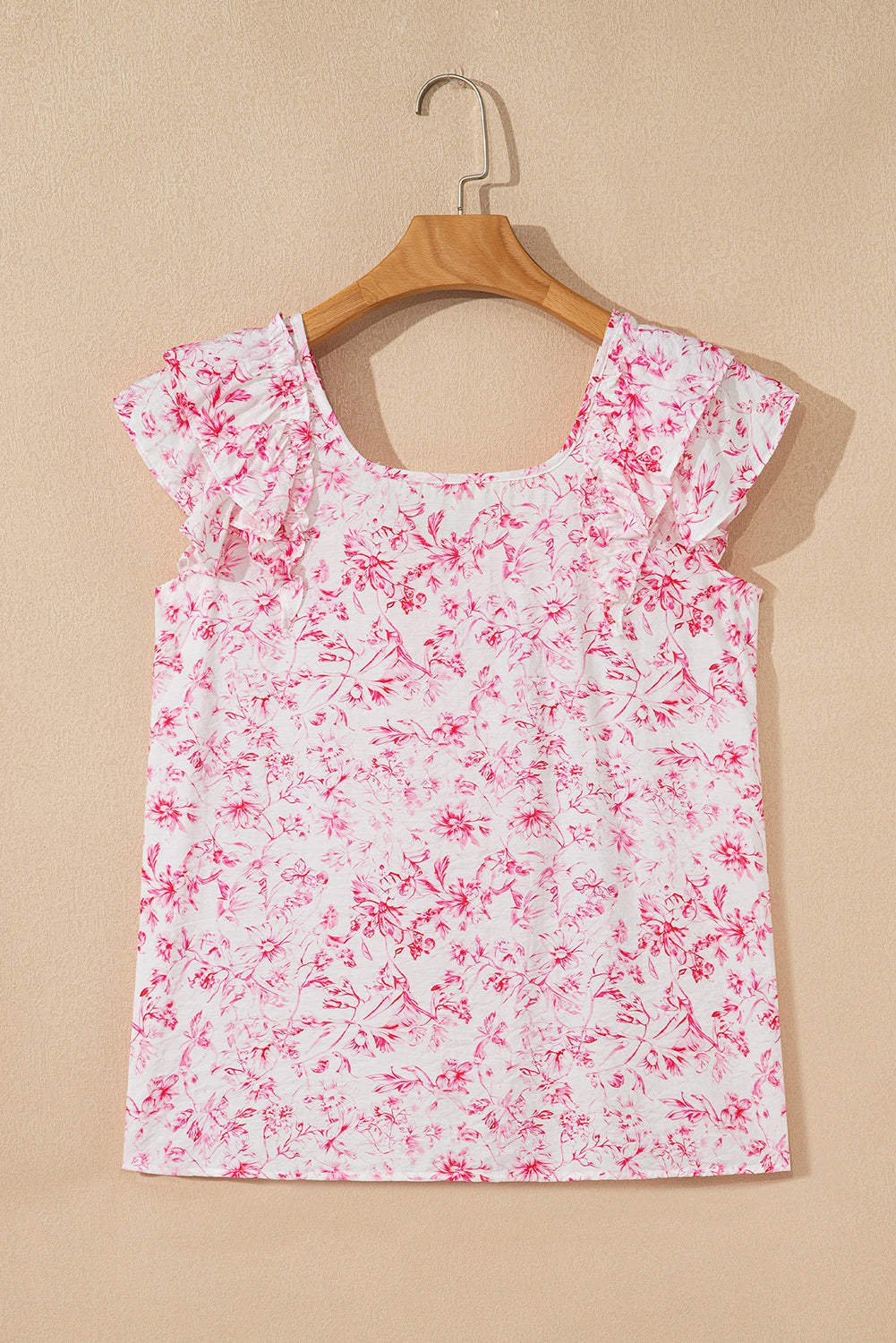 Pink Floral Ruffled Blouse