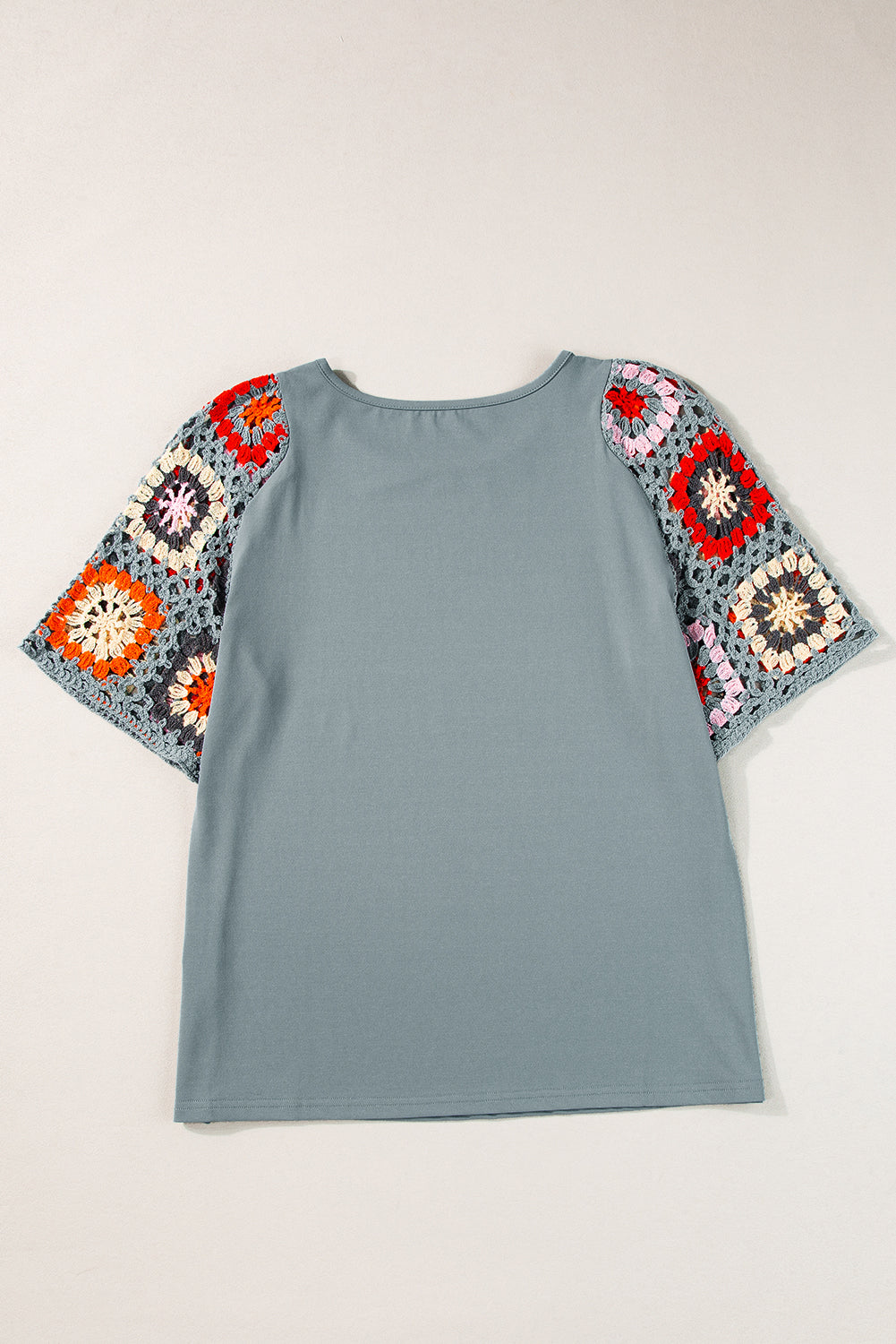 Grey Floral Crochet Top