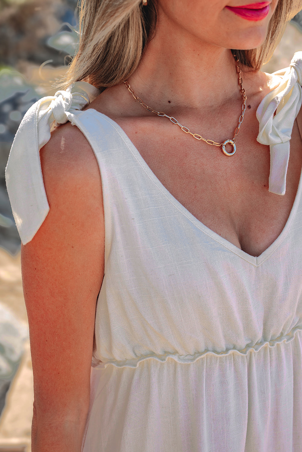 Oatmeal Ruffle Tiered Mini Dress