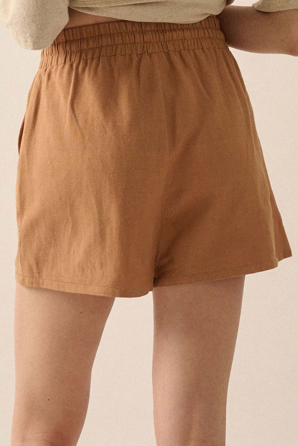 Khaki Embroidered Boho shorts