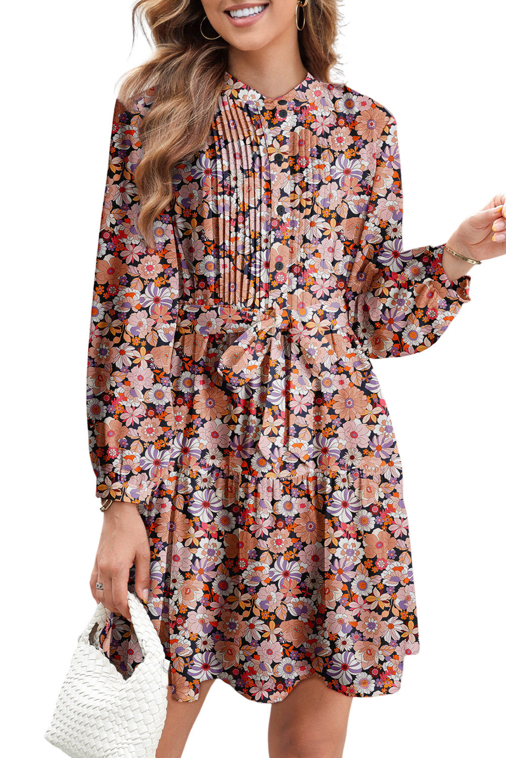 Multicolour Floral Print Mini Dress