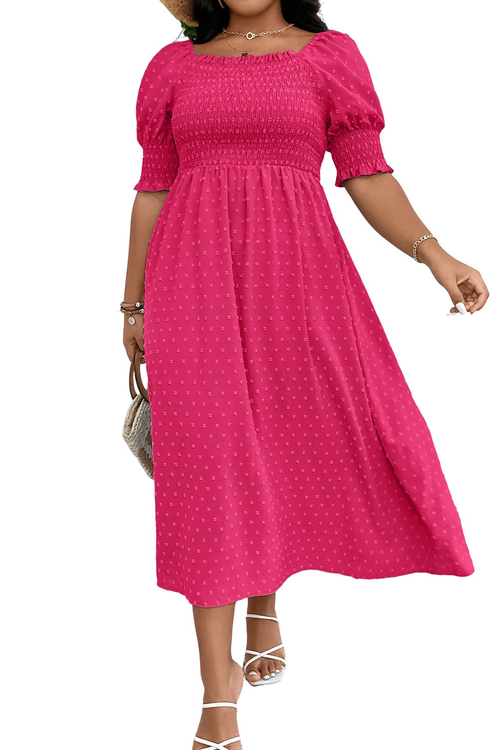 Pink Swiss Dot Dress