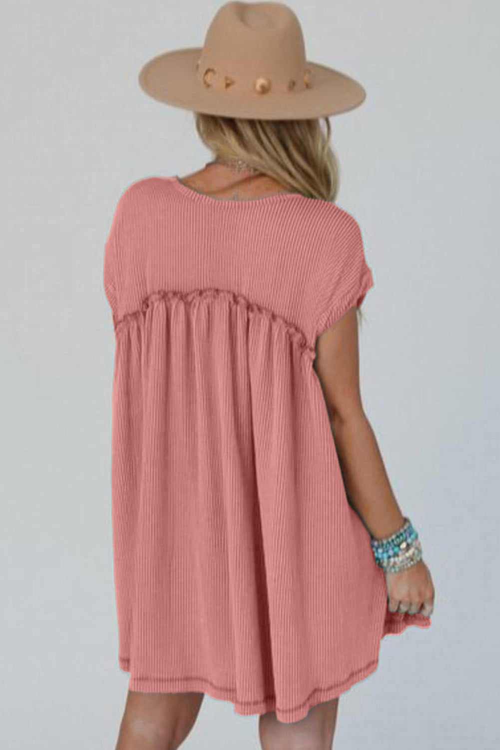 Dusty Pink Mini Dress with Pockets