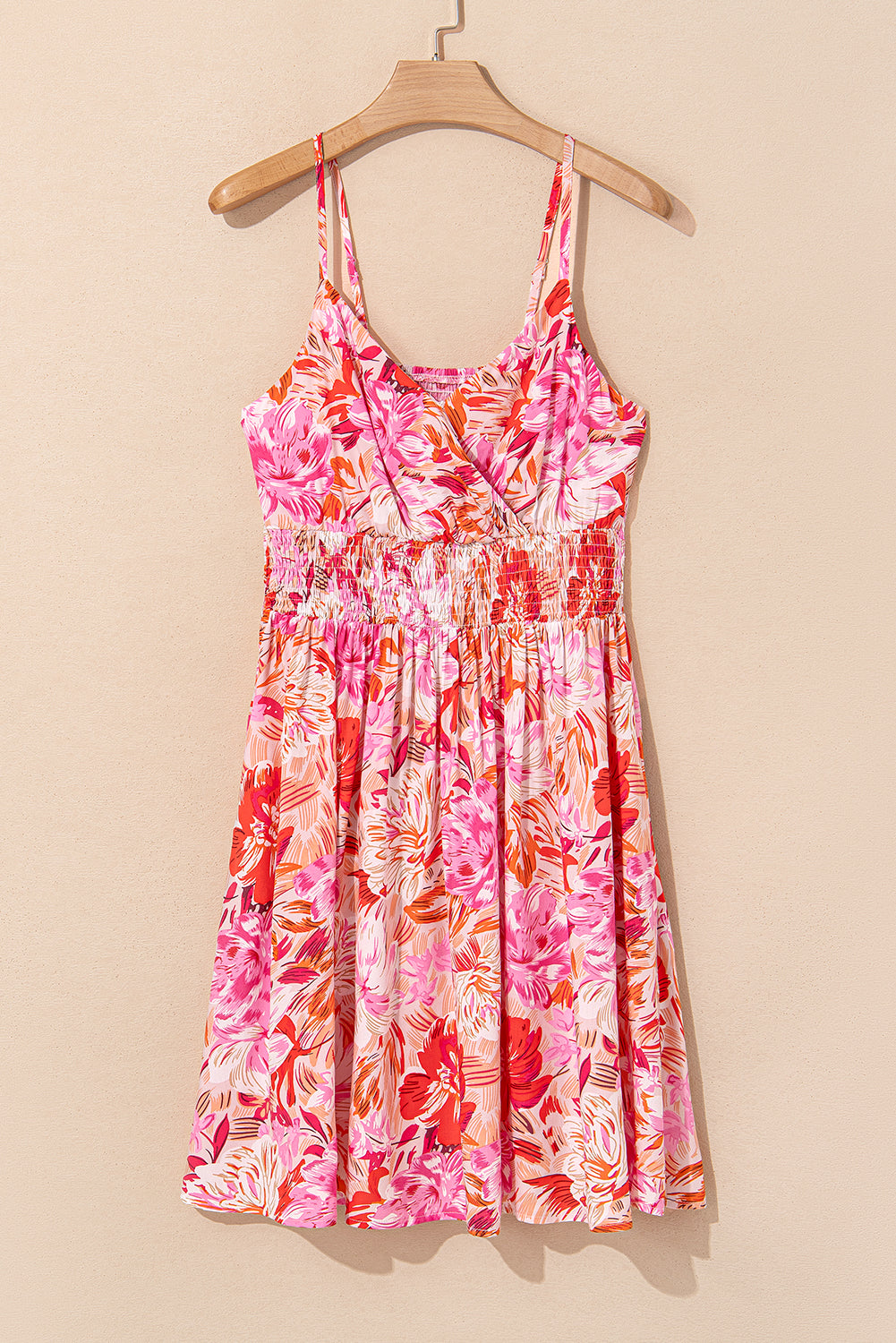Red Floral Spaghetti Mini Dress