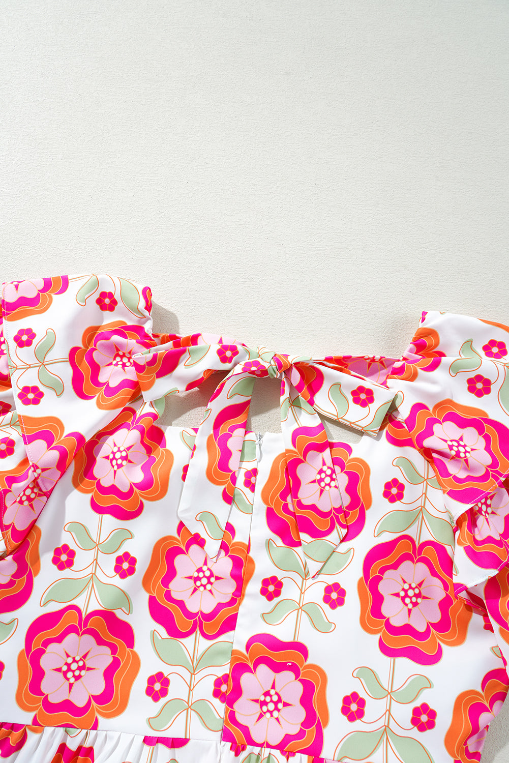 Rose Floral Print Ruffled Sleeve Dress