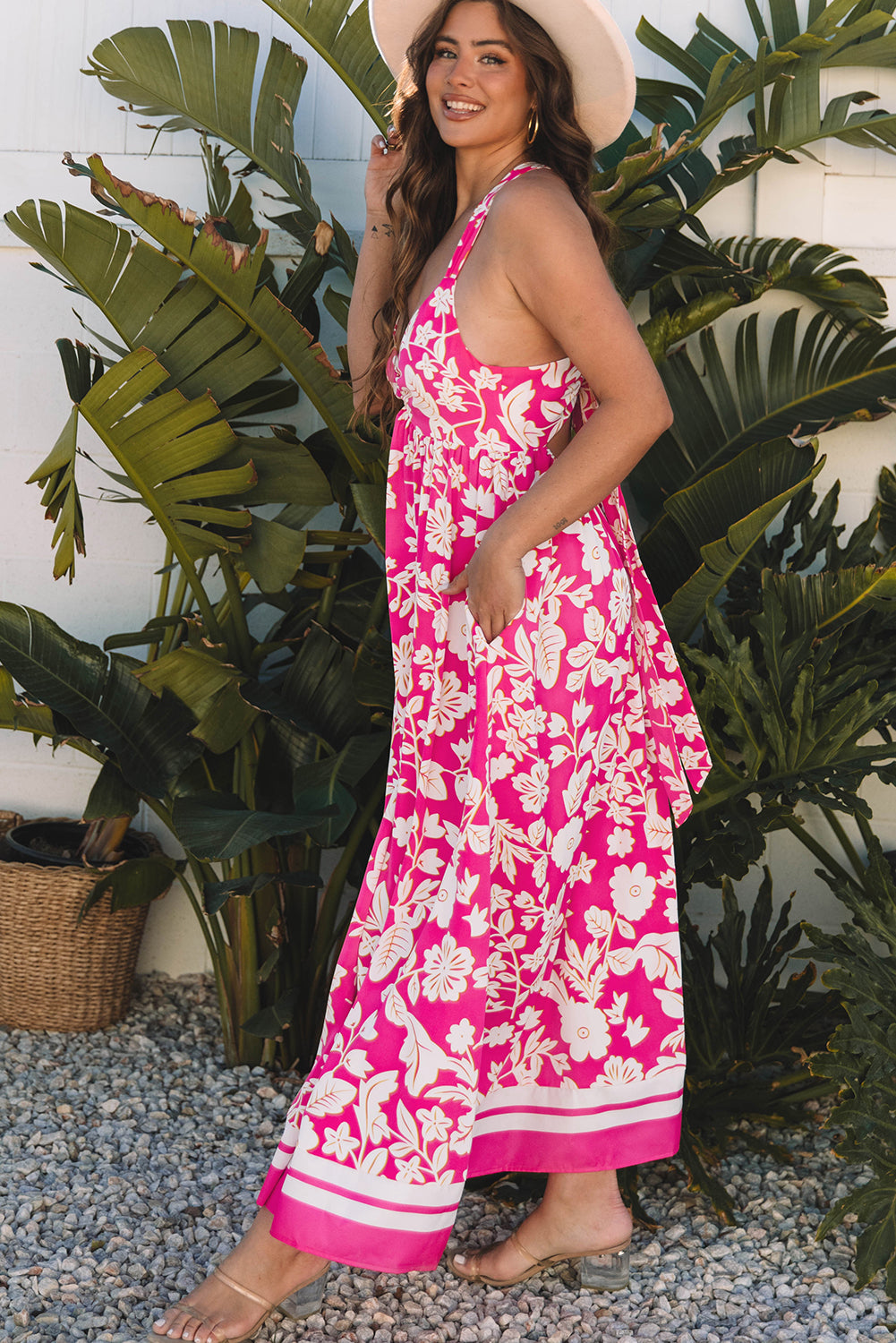 Rose Floral Crisscross Maxi Dress