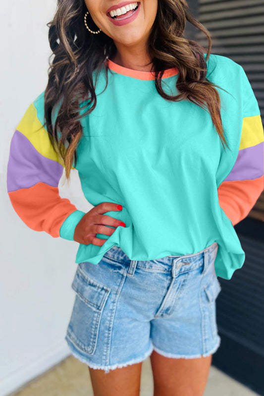 Light Blue Colorblock Top