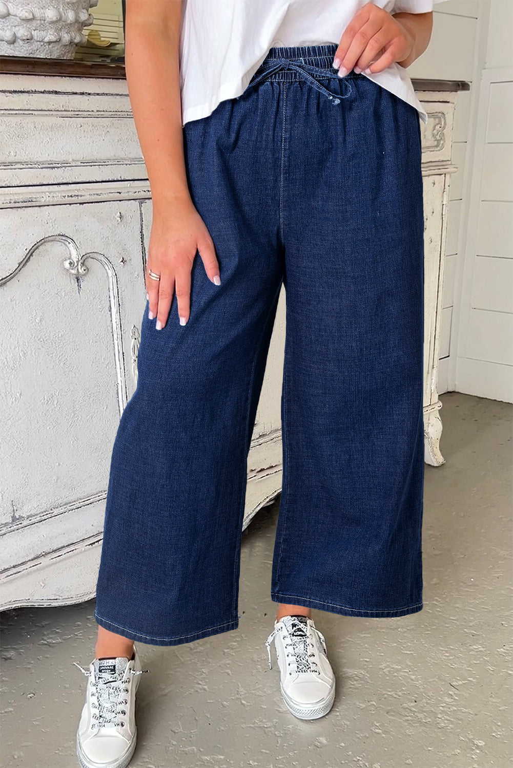 Real Teal High Waist Wide Leg Jeans
