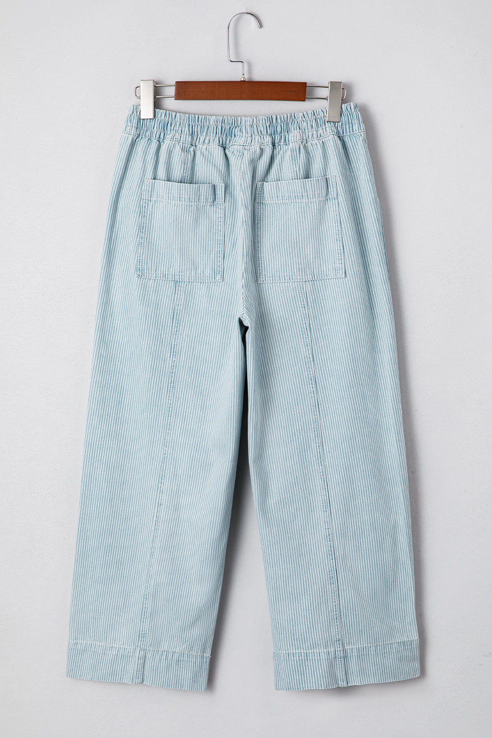 Blue Stripe Mid Rise Drawstring Jeans