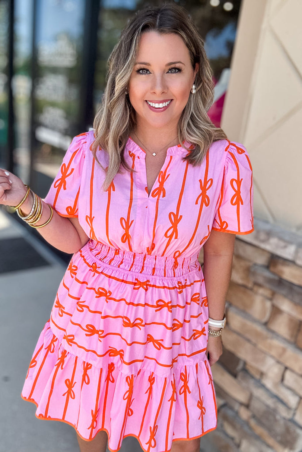 Rose Bow Ruffled Dress