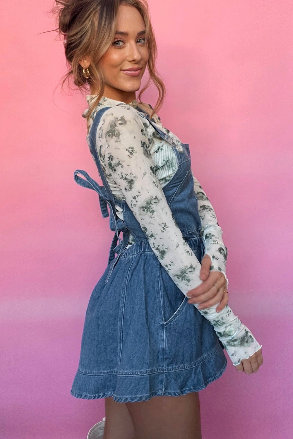 Buckle Straps Denim Romper
